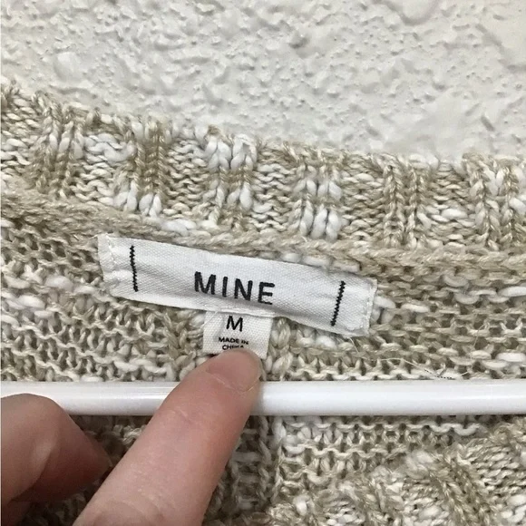 MINE Women’s M Sweater Open Knit Pullover Textured Button Back Boho Cottagecore - Picture 2 of 4